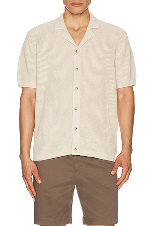 onia Silk Linen Camp Shirt in Neutral