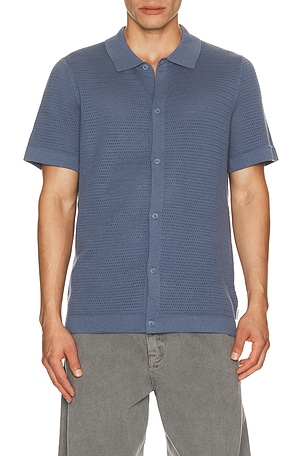 onia Drop Needle Button Up Shirt in Slate