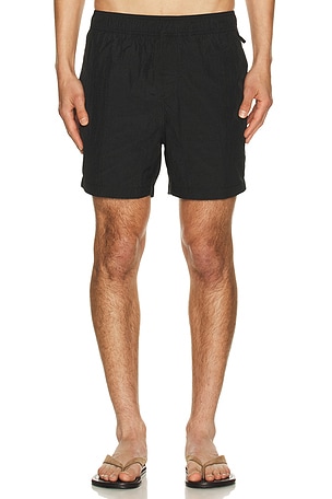 onia Nylon Crinkle 5 Swim Trunk in Black
