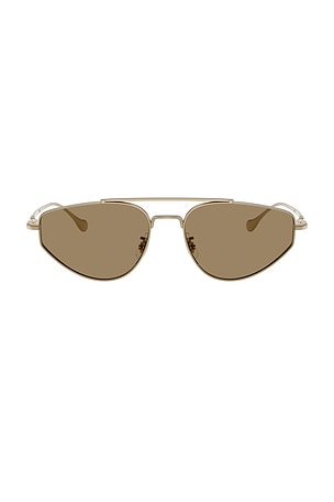 Oliver Peoples Edition 5 Irregular Sunglasses in Brown, Metallic Gold