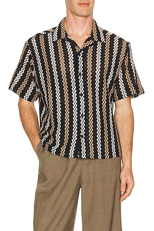 Percival Wade Crochet Shirt in Black