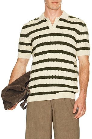 Percival Stine Knitted Polo in Cream