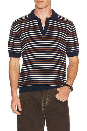 Percival Casa Martini Knitted Polo in Navy