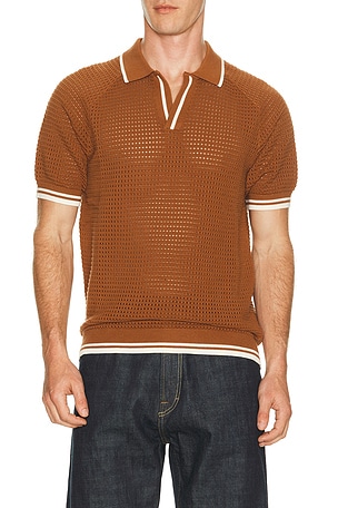 Percival Casa Martini Knitted Tennis Polo in Brown