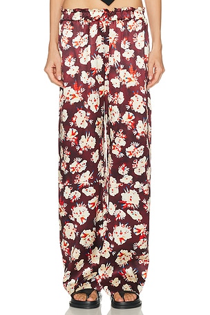 RABANNE Straight Leg Pant in Burgundy