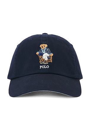 Polo Ralph Lauren Cotton Twill Novelty Newport Bear Sport Cap in Navy
