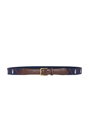 Polo Ralph Lauren Ribbon & Leather Seasonal Bear Belt in Navy