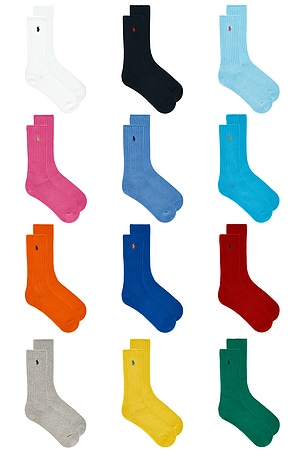 Polo Ralph Lauren Cotton Rib Crew Socks 12-Pack Giftbox in Multi