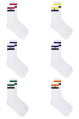 Polo Ralph Lauren Core Stripes Crew Socks 6-Pack in White