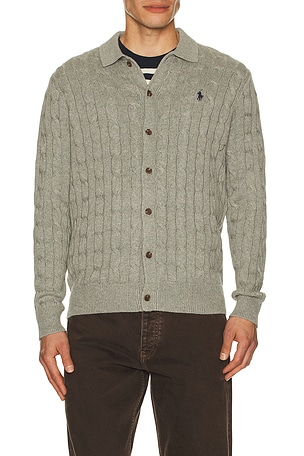Polo Ralph Lauren Button Placket Cardigan Sweater in Grey