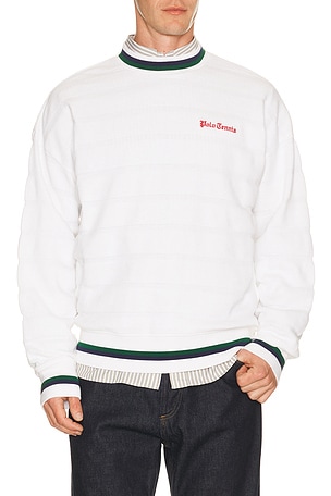 Polo Ralph Lauren Bar Stripe Polo Tennis Pullover in White