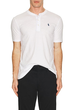 Polo Ralph Lauren Short Sleeve Slub Jersey Henley T-Shirt in White