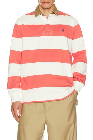 Polo Ralph Lauren Long Sleeve Collared Rugby Shirt in Red