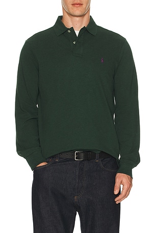 Polo Ralph Lauren Long Sleeve Mesh Polo in Dark Green