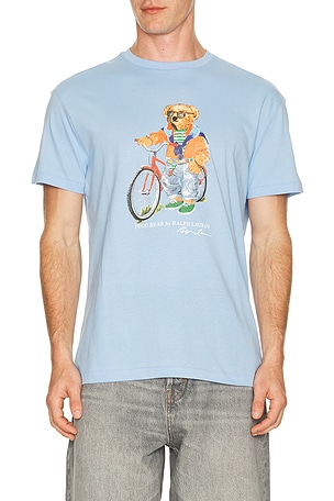 Polo Ralph Lauren Short Sleeve Jersey Knit Novelty Summer Bear Tee in Baby Blue