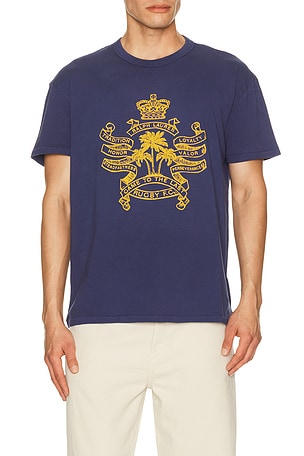Polo Ralph Lauren Short Sleeve Uneven Jersey Rugby F.C. Graphic Printed T-Shirt in Navy