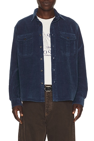 Polo Ralph Lauren Long Sleeve 8 Wale Cord Ranger Sport Shirt in Navy