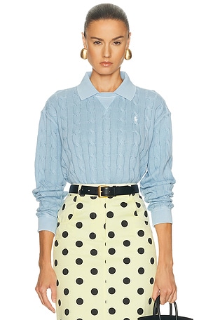 Polo Ralph Lauren Long Sleeve Polo Sweater in Baby Blue
