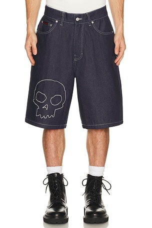 Pleasures x Zero Skateboards Skull Jorts in Blue