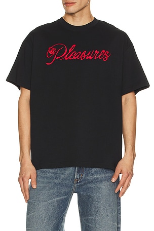 Pleasures Scrawl T-Shirt in Black,Red