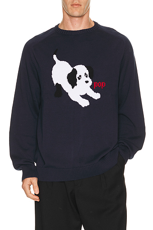 Pop Trading Company Knitted Joy Crew Neck in Blue