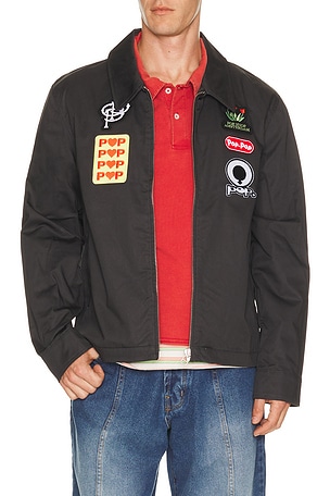 Pop Trading Company Full Zip Worker Jacket in Black