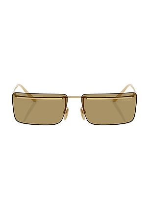 Prada Rectangular Sunglasses in Metallic Gold