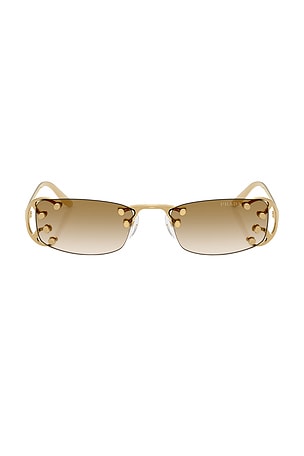 Prada Rectangular Sunglasses in Metallic Gold