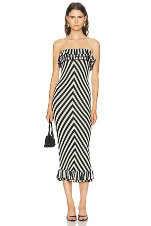 Posse Miles Strapless Dress in Black,White
