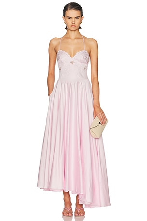 PatBO Tricoline Lotus Maxi Dress in Pink