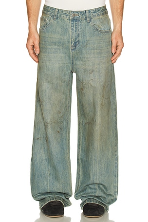 Found Lacy Baggy Jeans in Blue