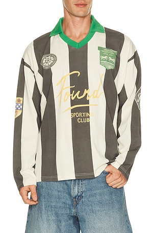 Found Striped Sport Long Sleeve Jersey in Black