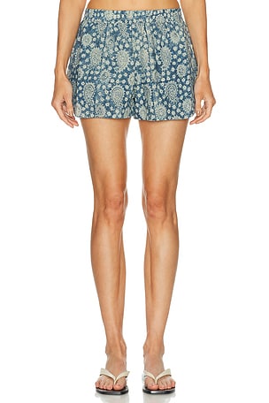 R13 Reversible Elastic Waist Short in Blue