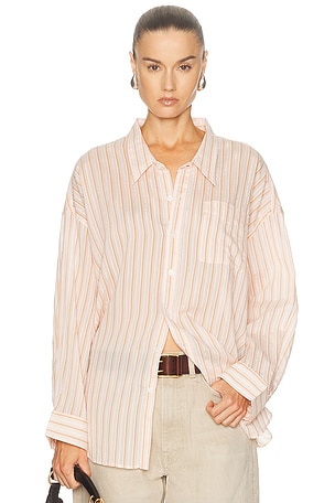 R13 Drop Neck Shirt in Peach