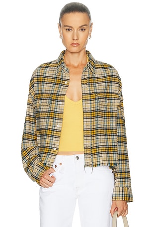 R13 Cropped Work Shirt in Yellow