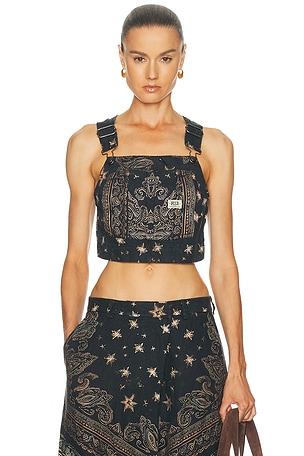 R13 Overall Bustier Top in Black
