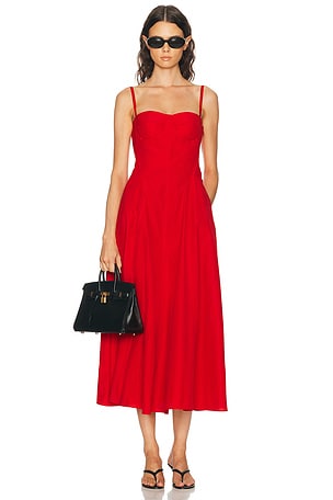 Ralph Lauren Collection Poplin Marigot Sleeveless Day Dress in Red