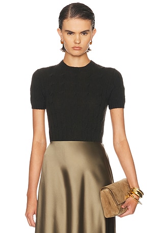 Ralph Lauren Collection Short Sleeve Sweater in Brown
