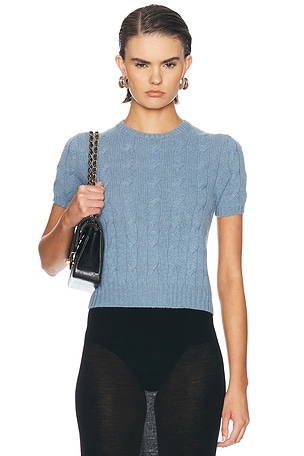 Ralph Lauren Collection Short Sleeve Crewneck Sweater in Blue