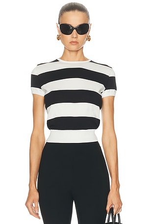 Ralph Lauren Collection Short Sleeve Pullover Top in Black,White