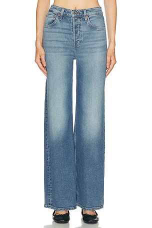 RE/DONE High Rise Wide Leg Jeans in Blue
