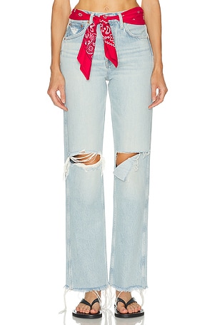 RE/DONE 90s High Rise Loose With Bandana Wide Leg Jeans in Blue