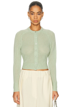 RE/DONE Slim Cashmere Cardigan in Sage