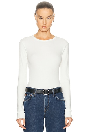 RE/DONE Baby Waffle Long Sleeve Top in White