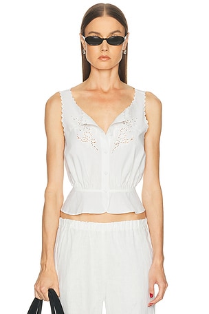 RE/DONE Jerry Tank Blouse Top in Ivory