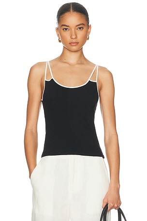 RE/DONE Contrast Spaghetti Tank Top in Black