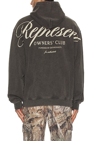 REPRESENT Owners Club Script Hoodie in Grey
