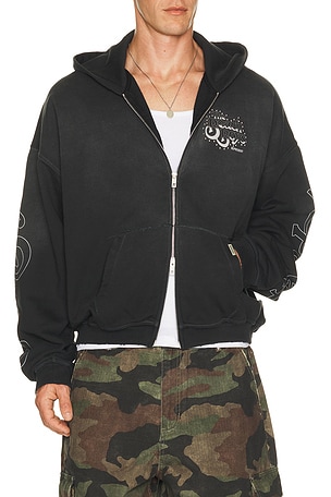 REPRESENT x Beach Boys Endless Summer Zip Through Hoodie in Black