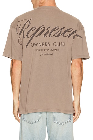 REPRESENT Owners Club Script Tee Shirt in Brown