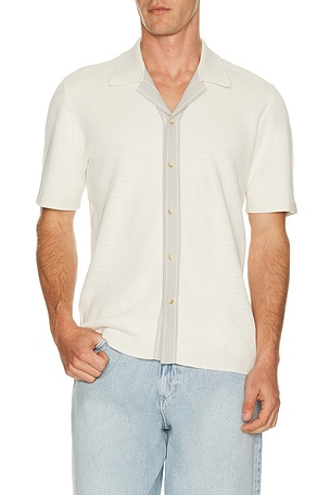 Rag & Bone Blocked Harvey Camp Shirt in Brown